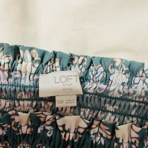 LOFT Floral Smocked Skirt - Green and Pink